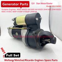 Weifang K4100D Weichai Diesel Engine Motor Motor QDJ1409 Starter para 4102 ZH4105 Motor diesel