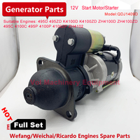 Weifang 495 Diesel Engine 4100 Motor 12 V Motor de arranque QDJ1409D Generador Conjunto de reducción de reducción